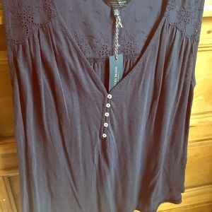 Blue lace button down lucky brand